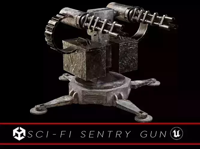 Sci-Fi Sentry Gun Low-poly 3D model