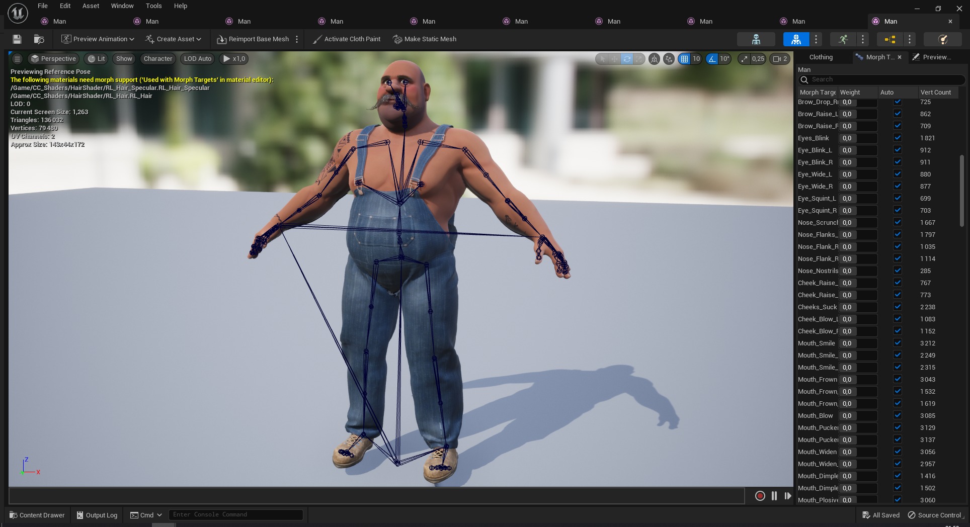 Cartoon Muscular Farmer with Tattoo and Moustache Low-poly 3D model_28