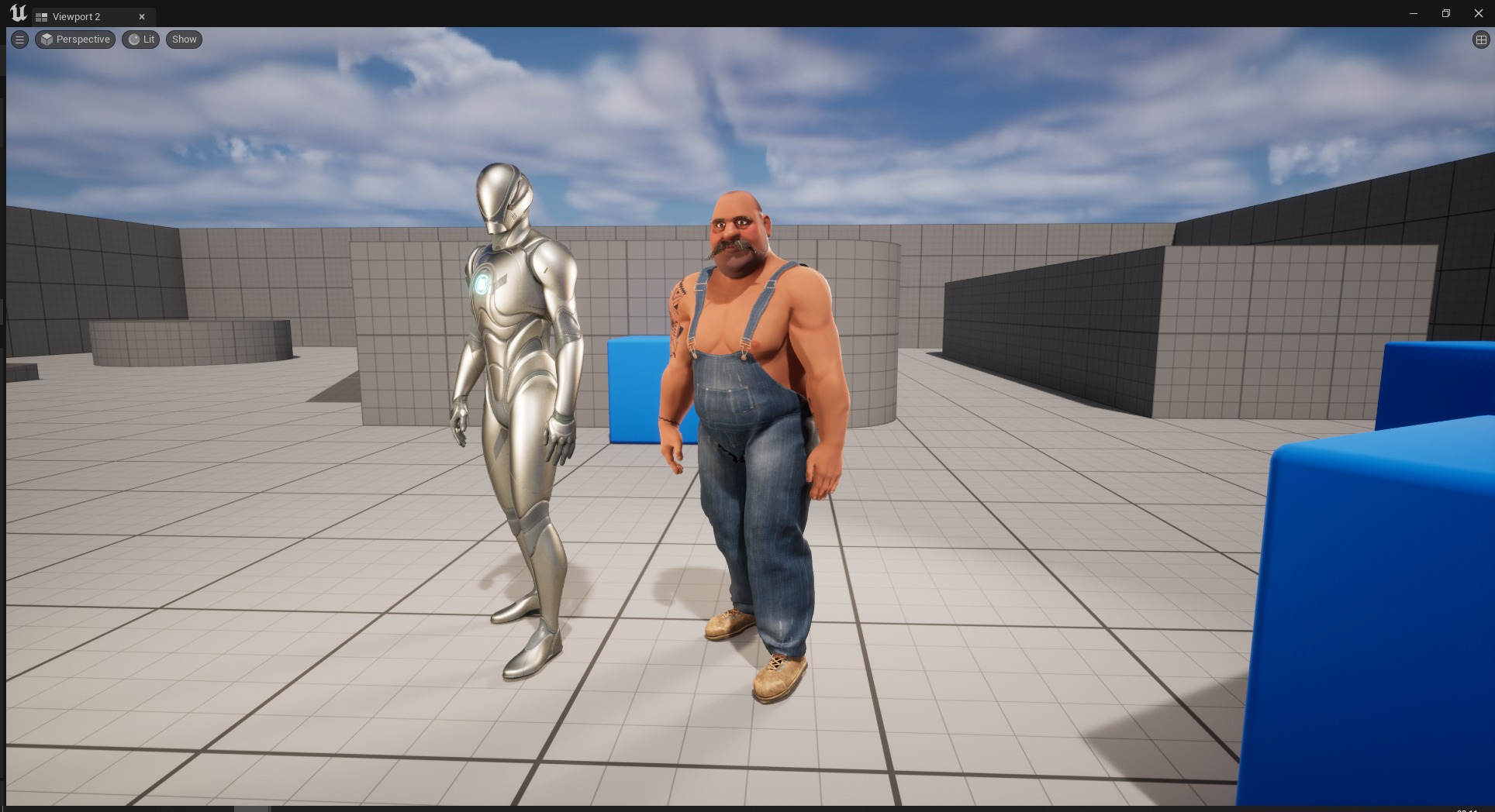 Cartoon Muscular Farmer with Tattoo and Moustache Low-poly 3D model_27