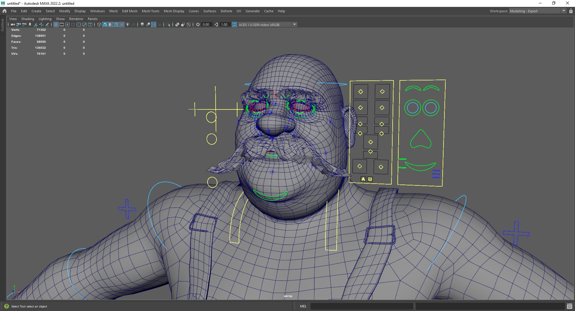 Cartoon Muscular Farmer with Tattoo and Moustache Low-poly 3D model_25