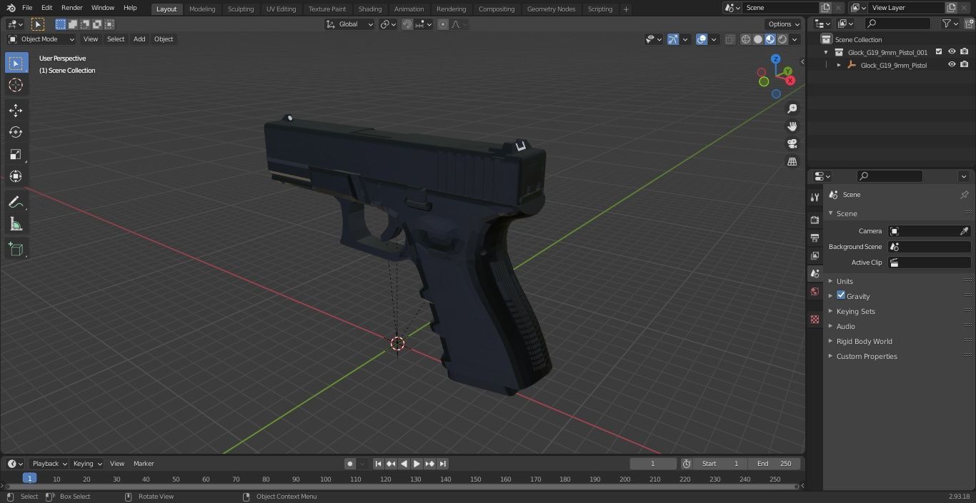 Glock G19 9mm Pistol 3D model_25