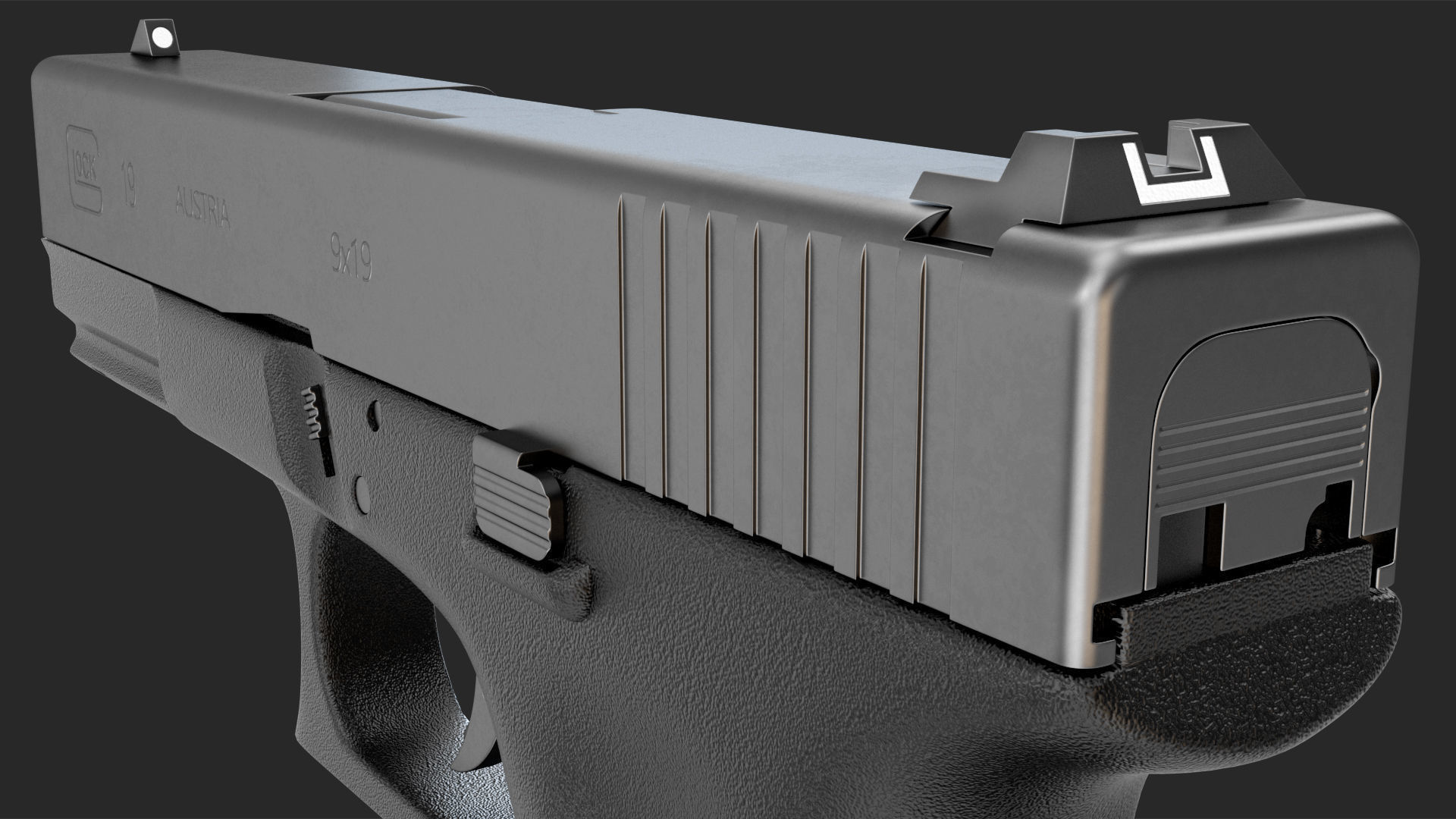 Glock G19 9mm Pistol 3D model_15