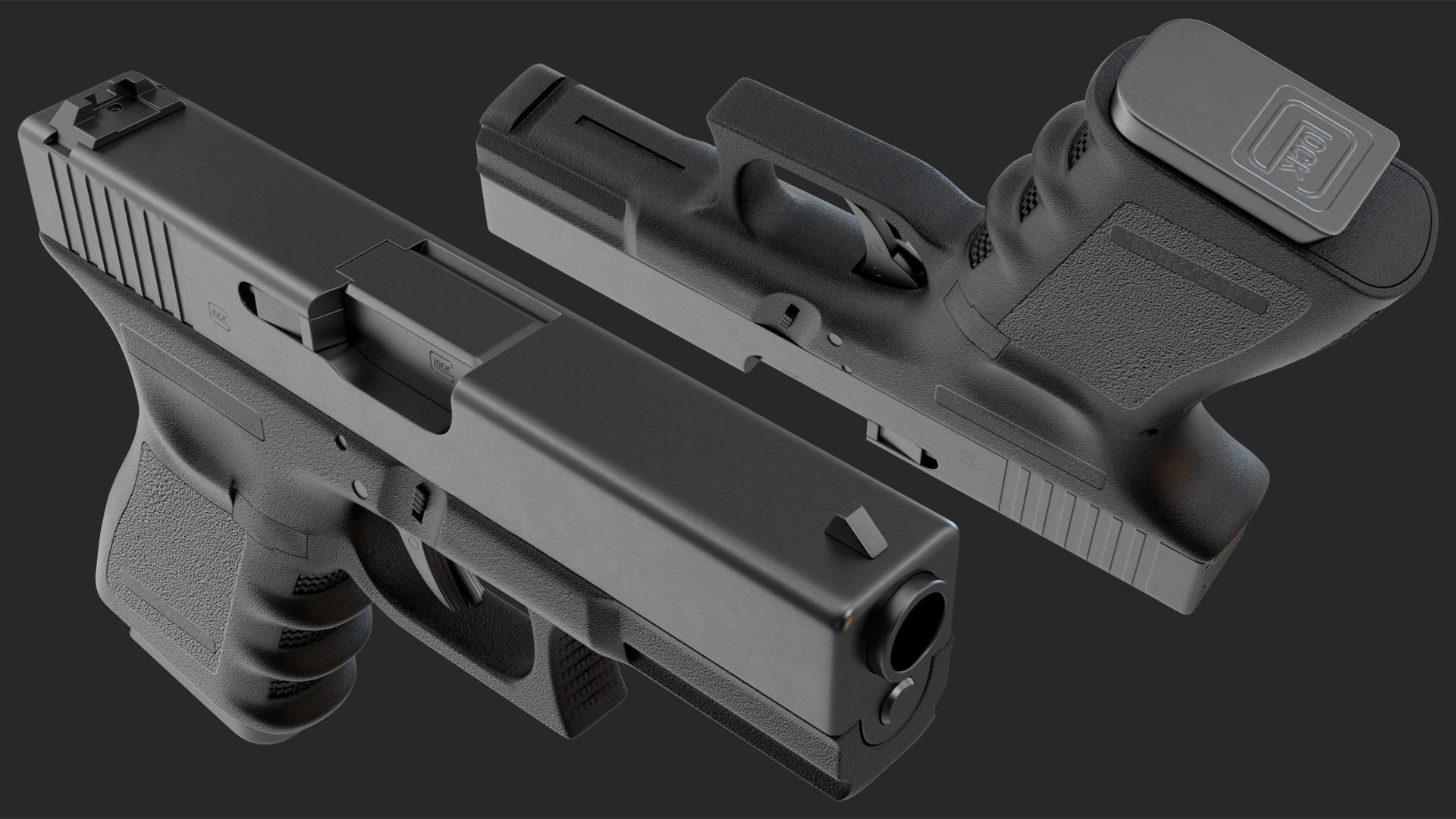 Glock G19 9mm Pistol 3D model_12