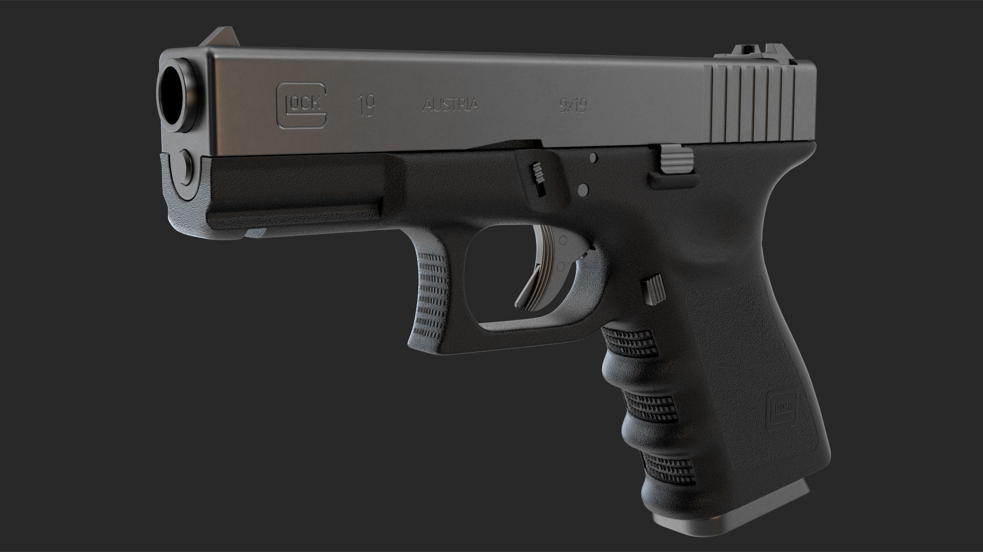 Glock G19 9mm Pistol 3D model_8
