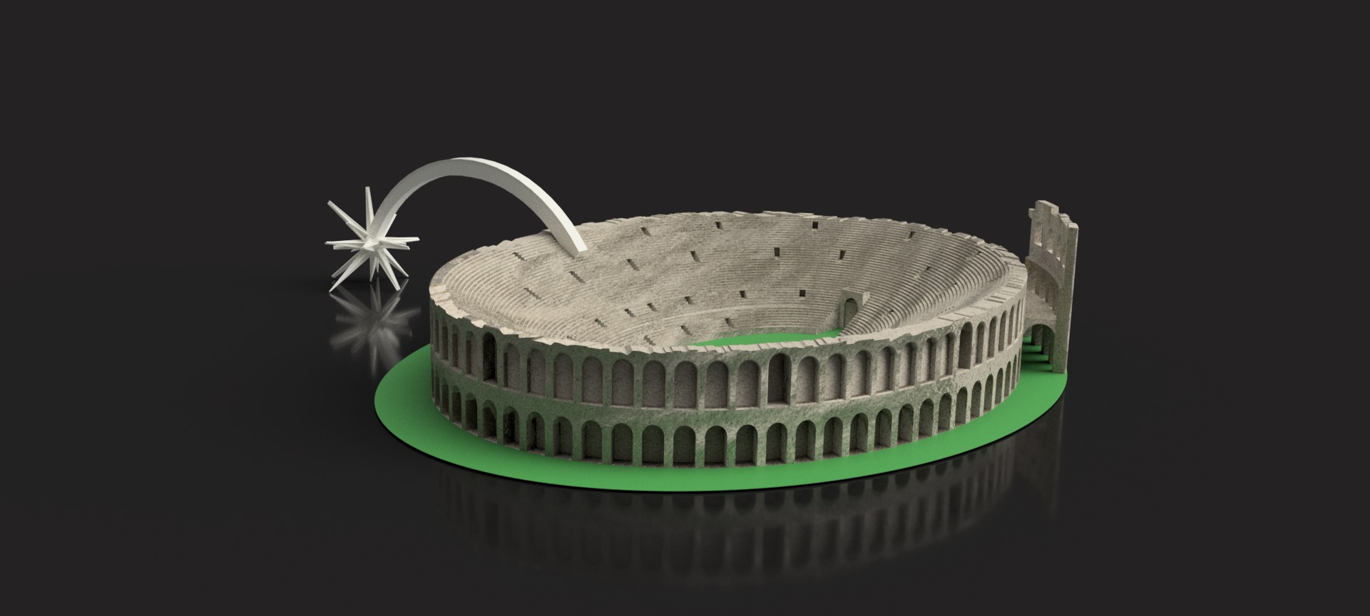 Verona Arena Monument with Christmas Comet Star 3D print model_1