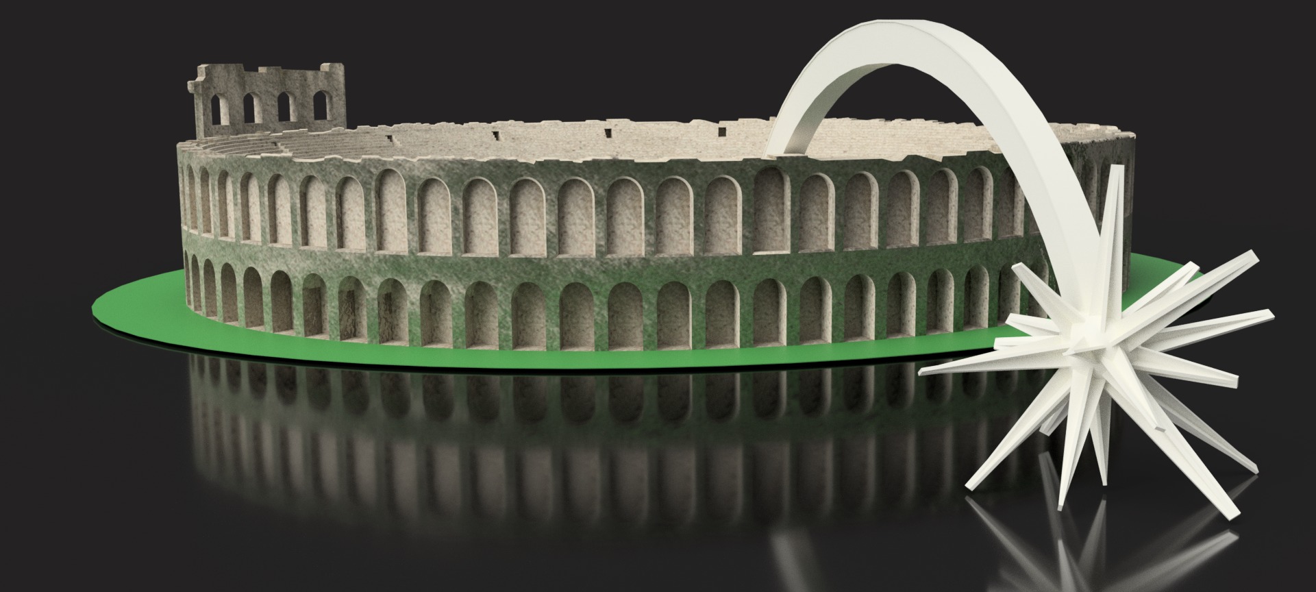 Verona Arena Monument with Christmas Comet Star 3D print model_4