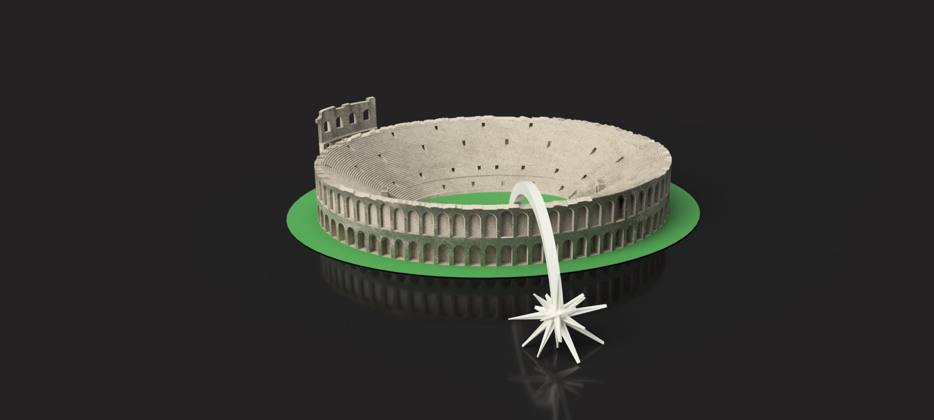 Verona Arena Monument with Christmas Comet Star 3D print model_3