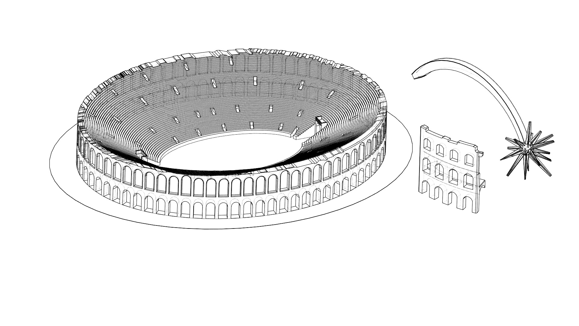 Verona Arena Monument with Christmas Comet Star 3D print model_6