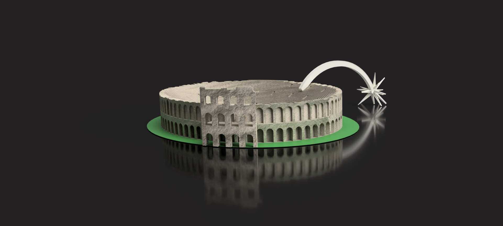 Verona Arena Monument with Christmas Comet Star 3D print model_2