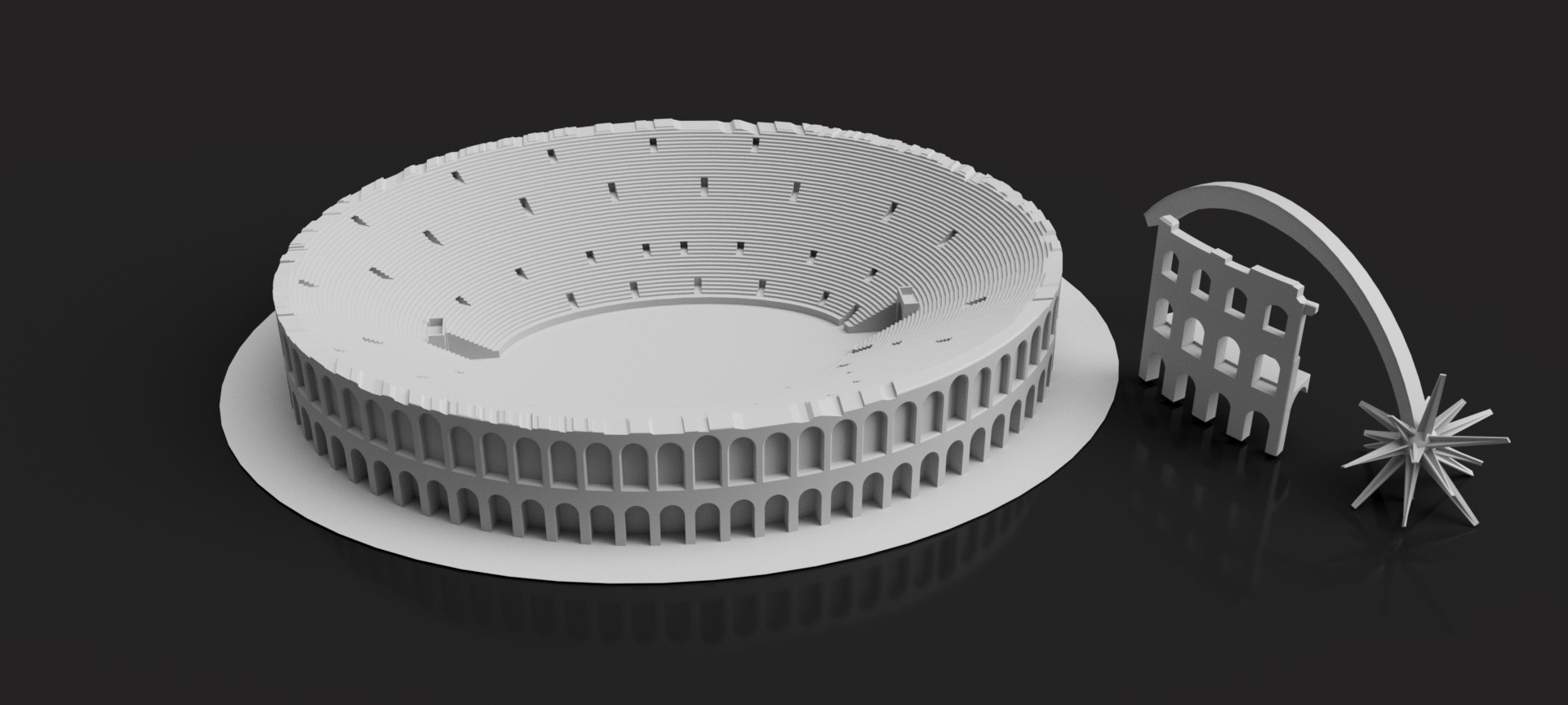 Verona Arena Monument with Christmas Comet Star 3D print model_7