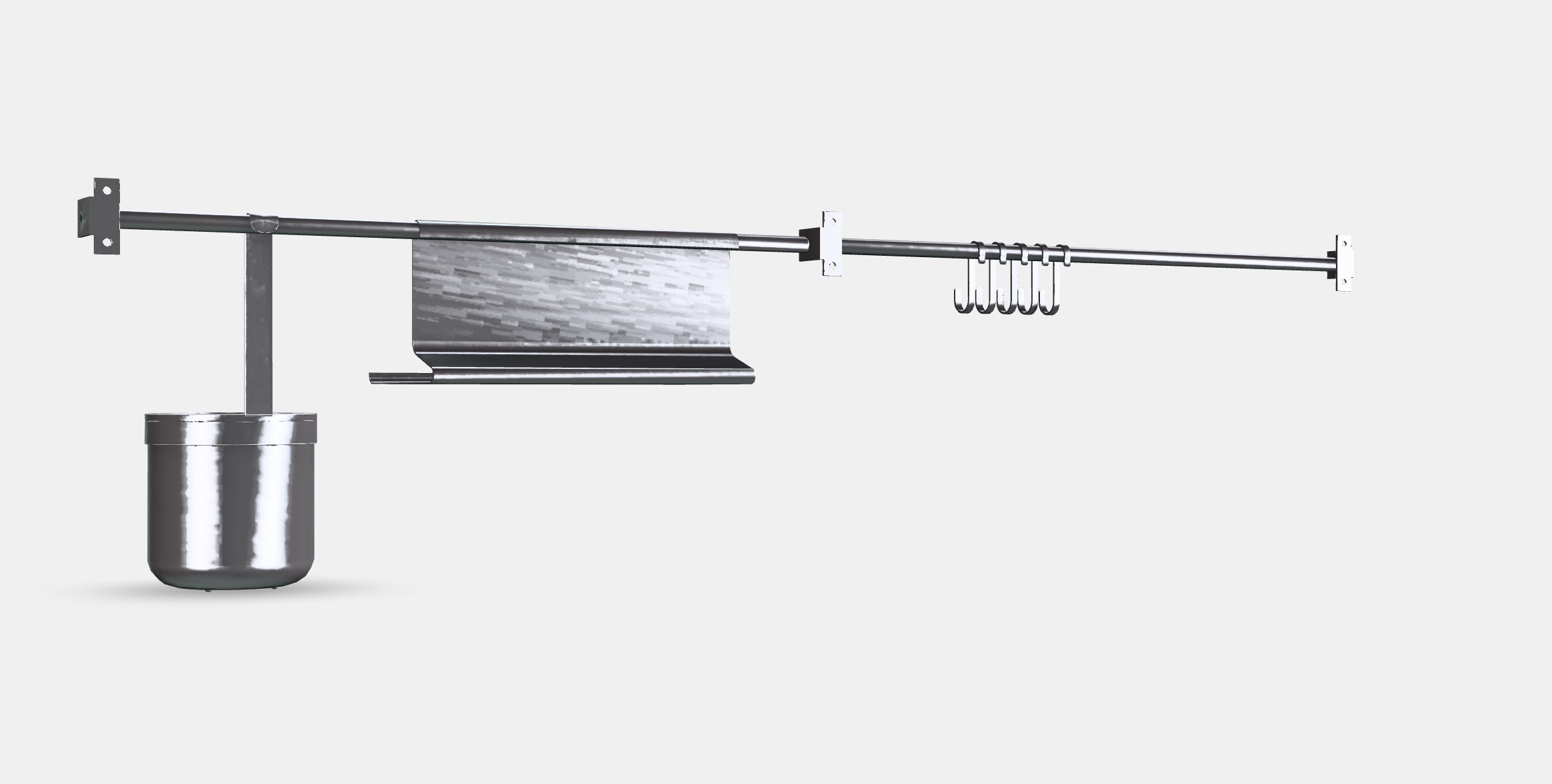 KUNGSFORS Rails w hooks tblt standcontainer Low-poly 3D model_2