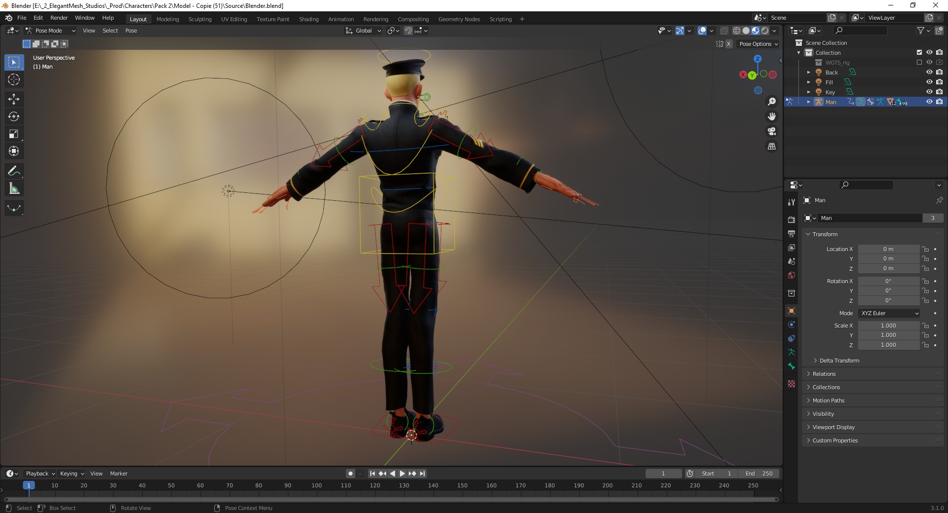 Cartoon Police Officer in Uniform Low-poly 3D model_21