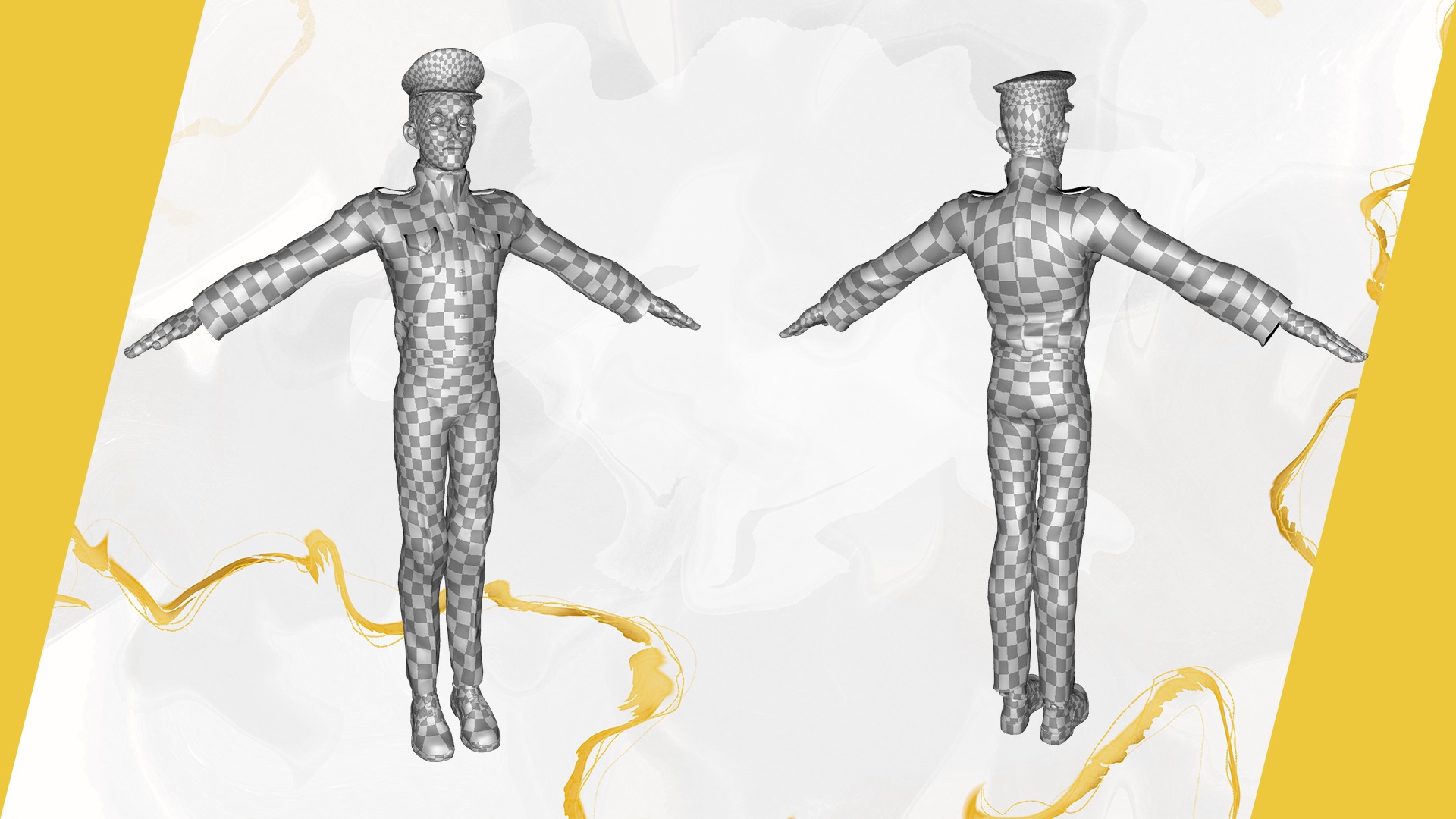 Cartoon Police Officer in Uniform Low-poly 3D model_29