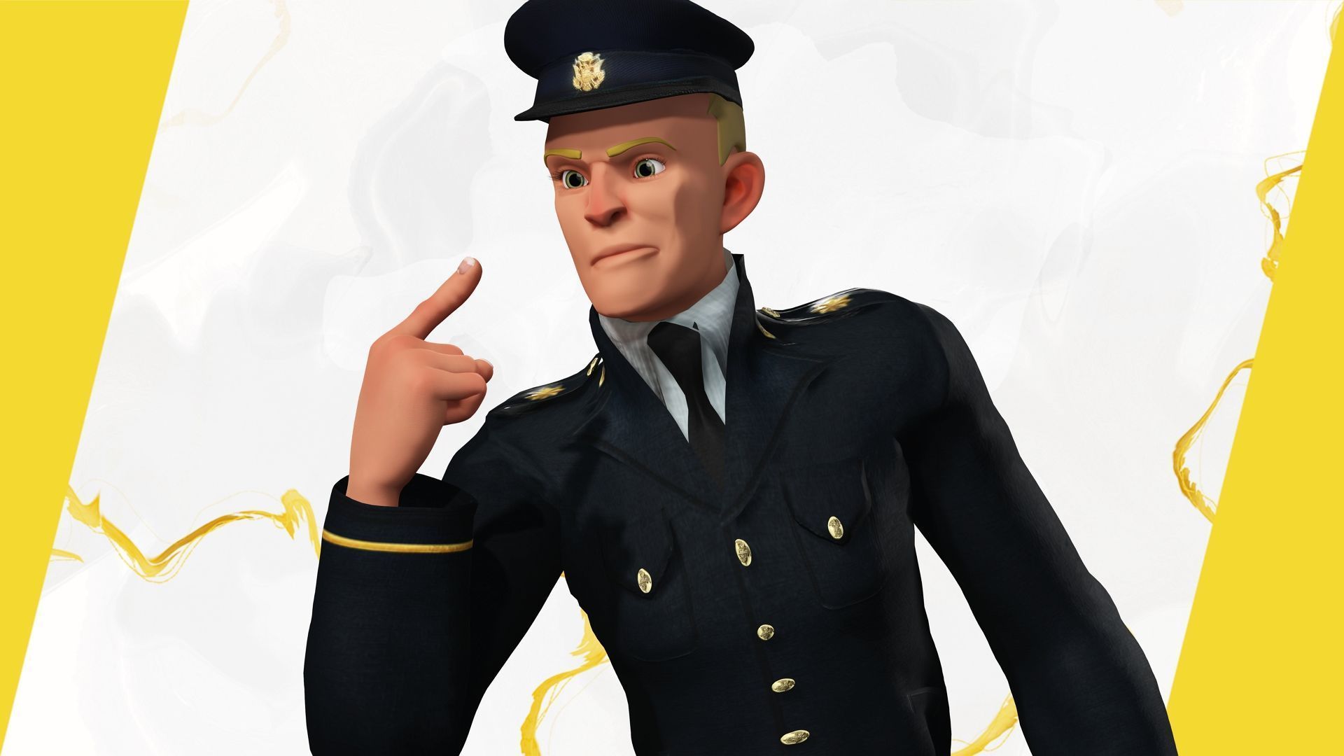Cartoon Police Officer in Uniform Low-poly 3D model_15