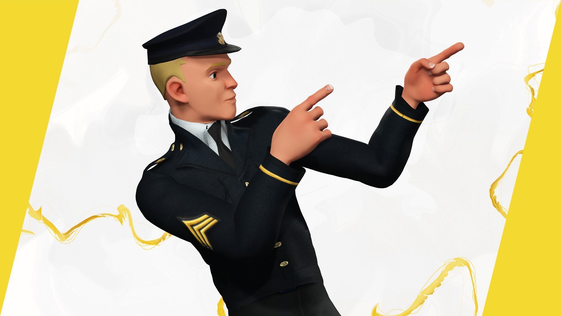 Cartoon Police Officer in Uniform Low-poly 3D model_8