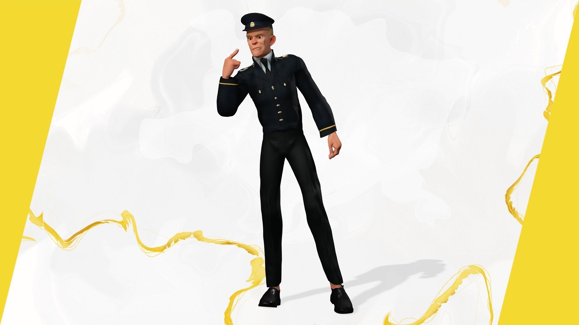 Cartoon Police Officer in Uniform Low-poly 3D model_12
