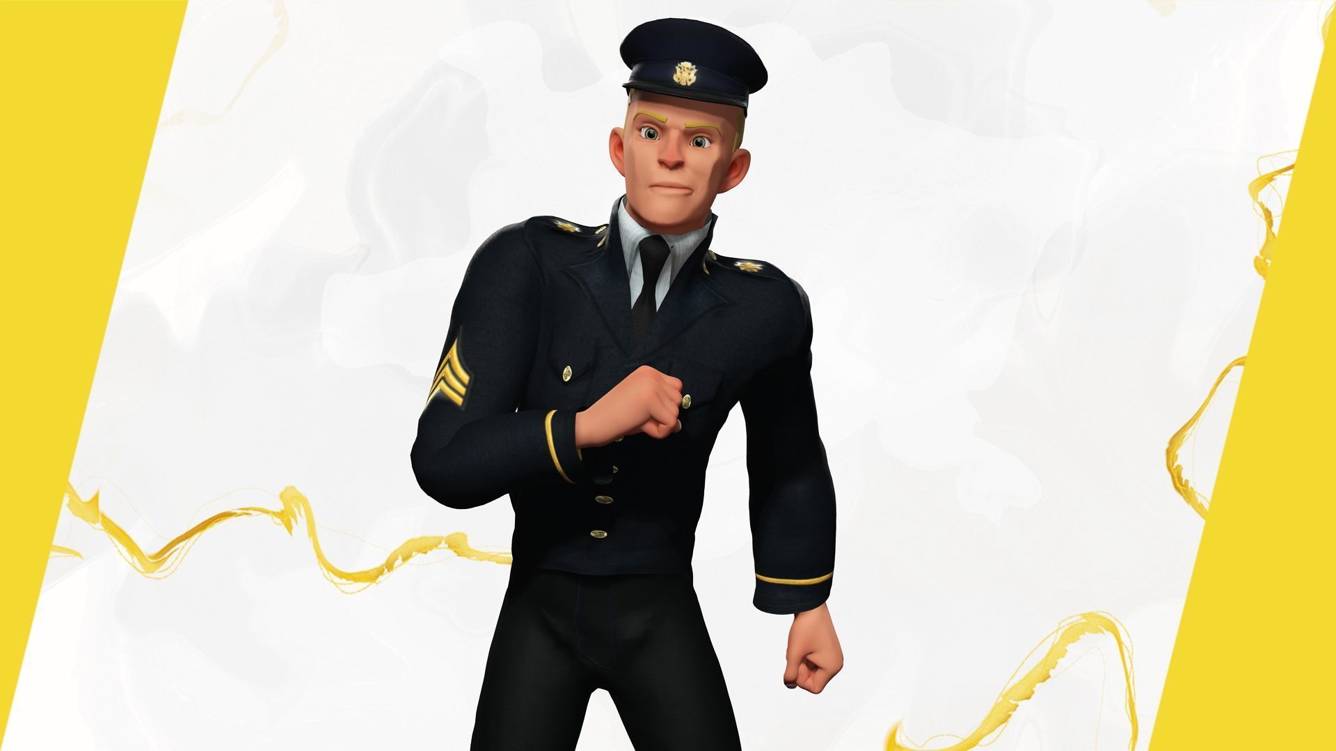 Cartoon Police Officer in Uniform Low-poly 3D model_14