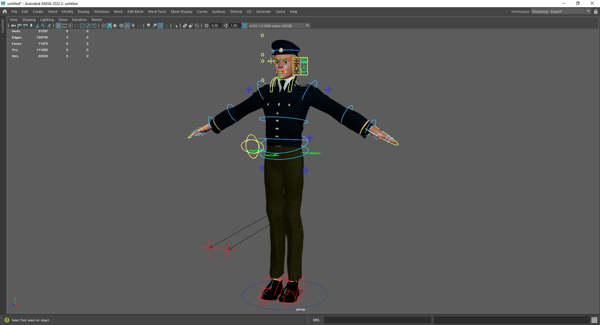 Cartoon Police Officer in Uniform Low-poly 3D model_23