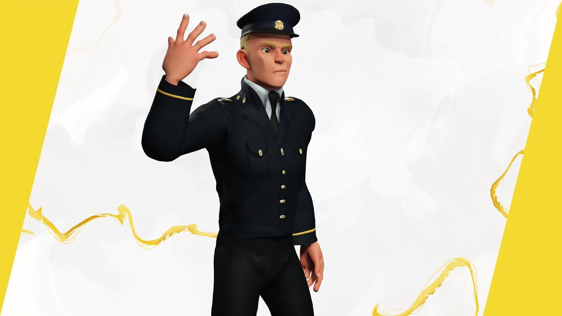 Cartoon Police Officer in Uniform Low-poly 3D model_13