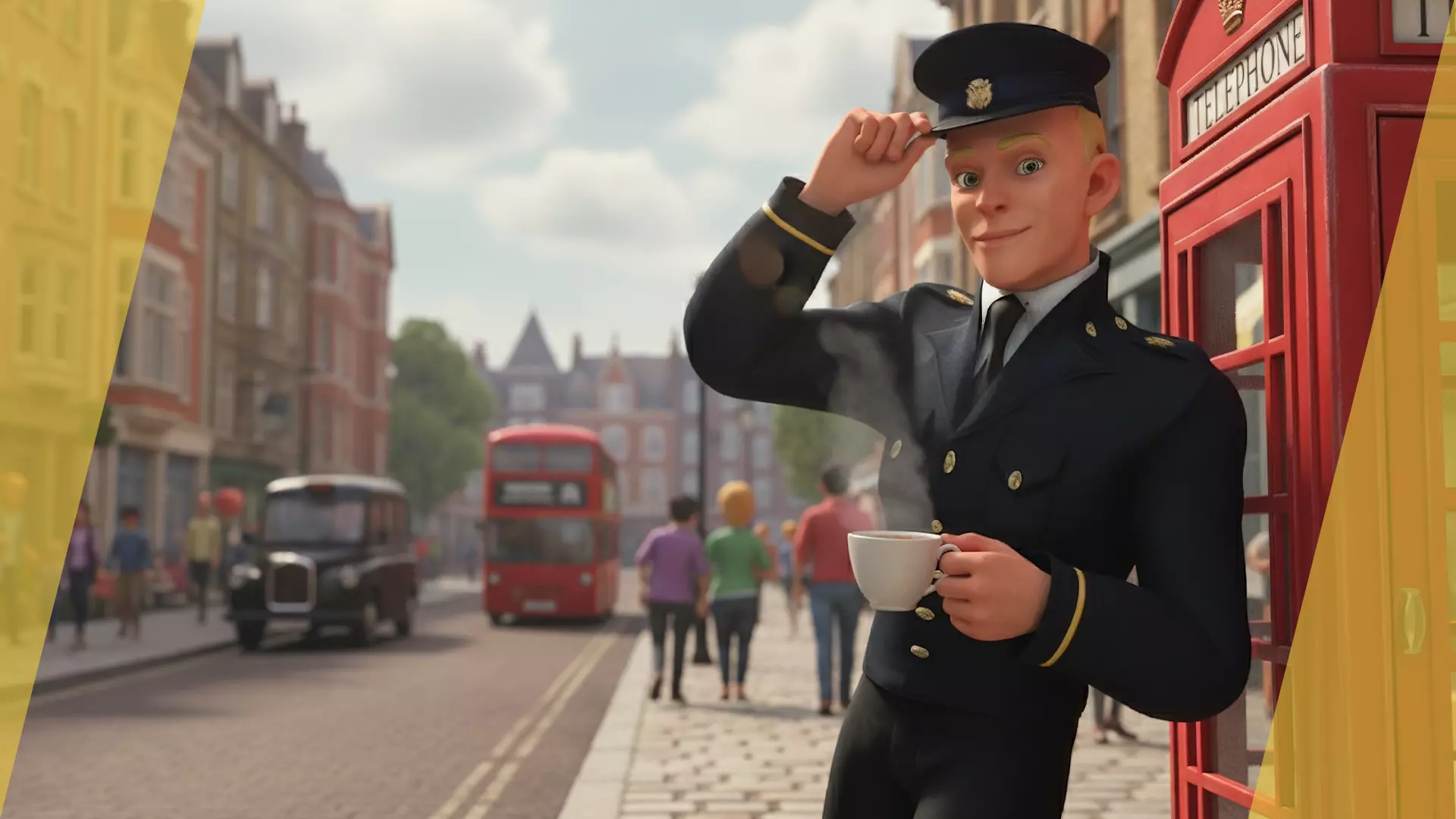 Cartoon Police Officer in Uniform Low-poly 3D model_4