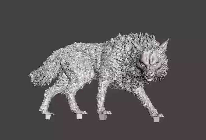 wild wolf 3d model with base ready for 3d printing
