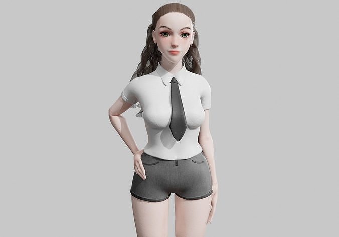 Pretty classic woman V27235  Low-poly 3D model