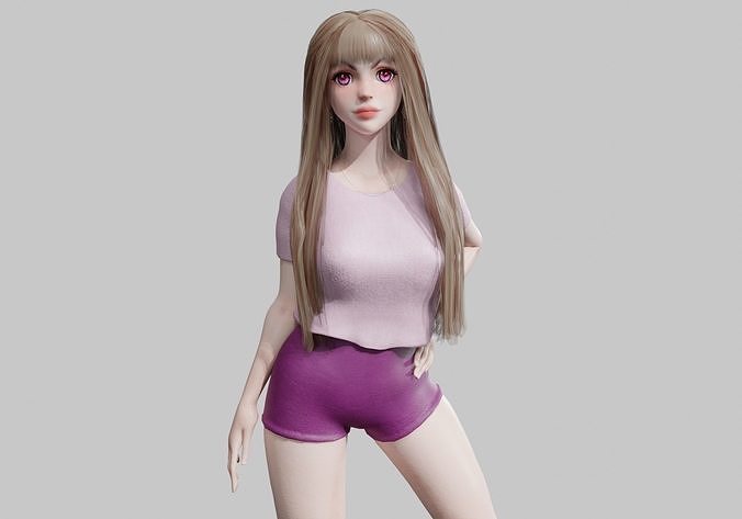 cute teen woman V44822  Low-poly 3D model