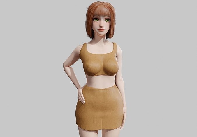 cute Basic Woman V32686  Low-poly 3D model