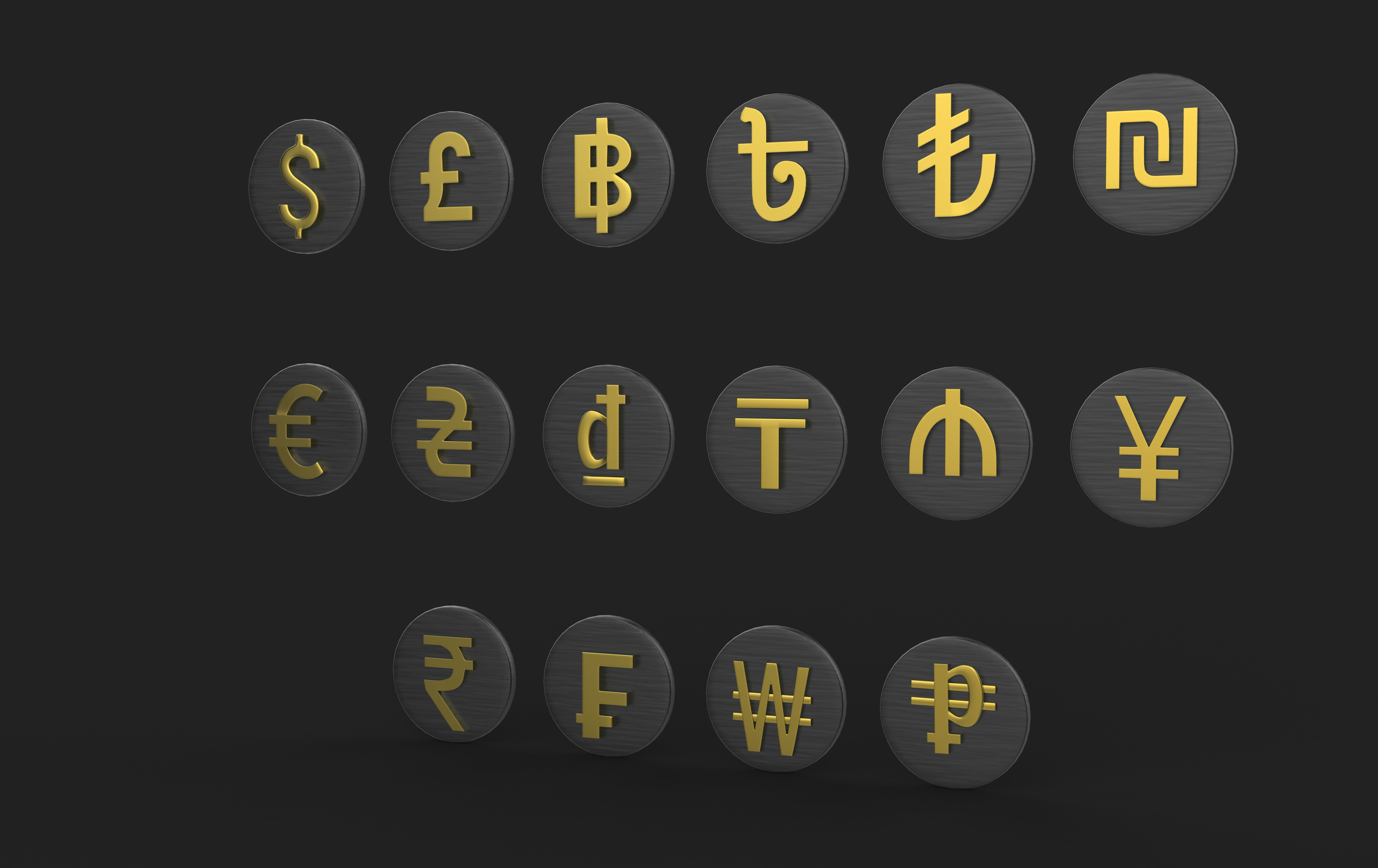 Currency symbol set 3D model_5