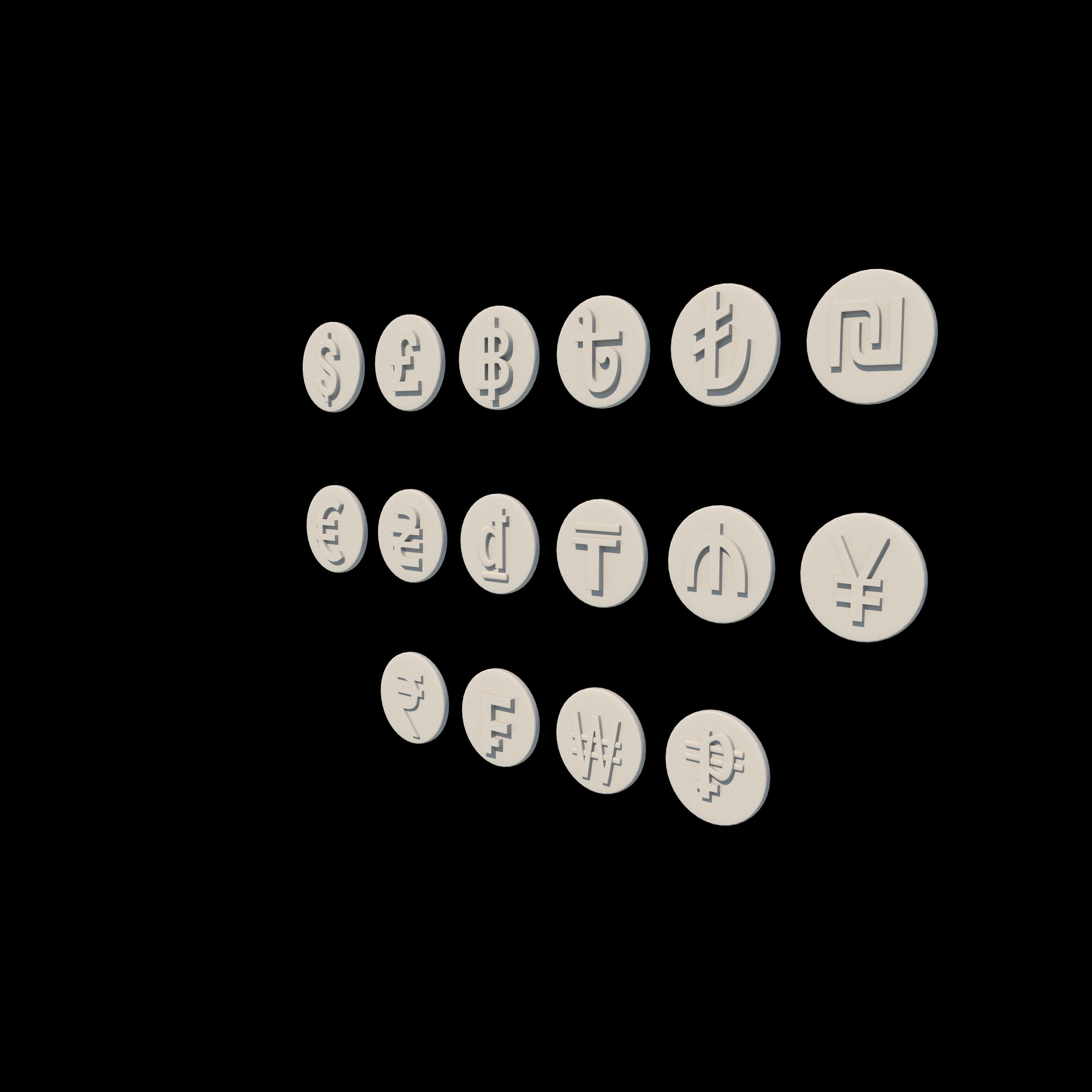 Currency symbol set 3D model_8