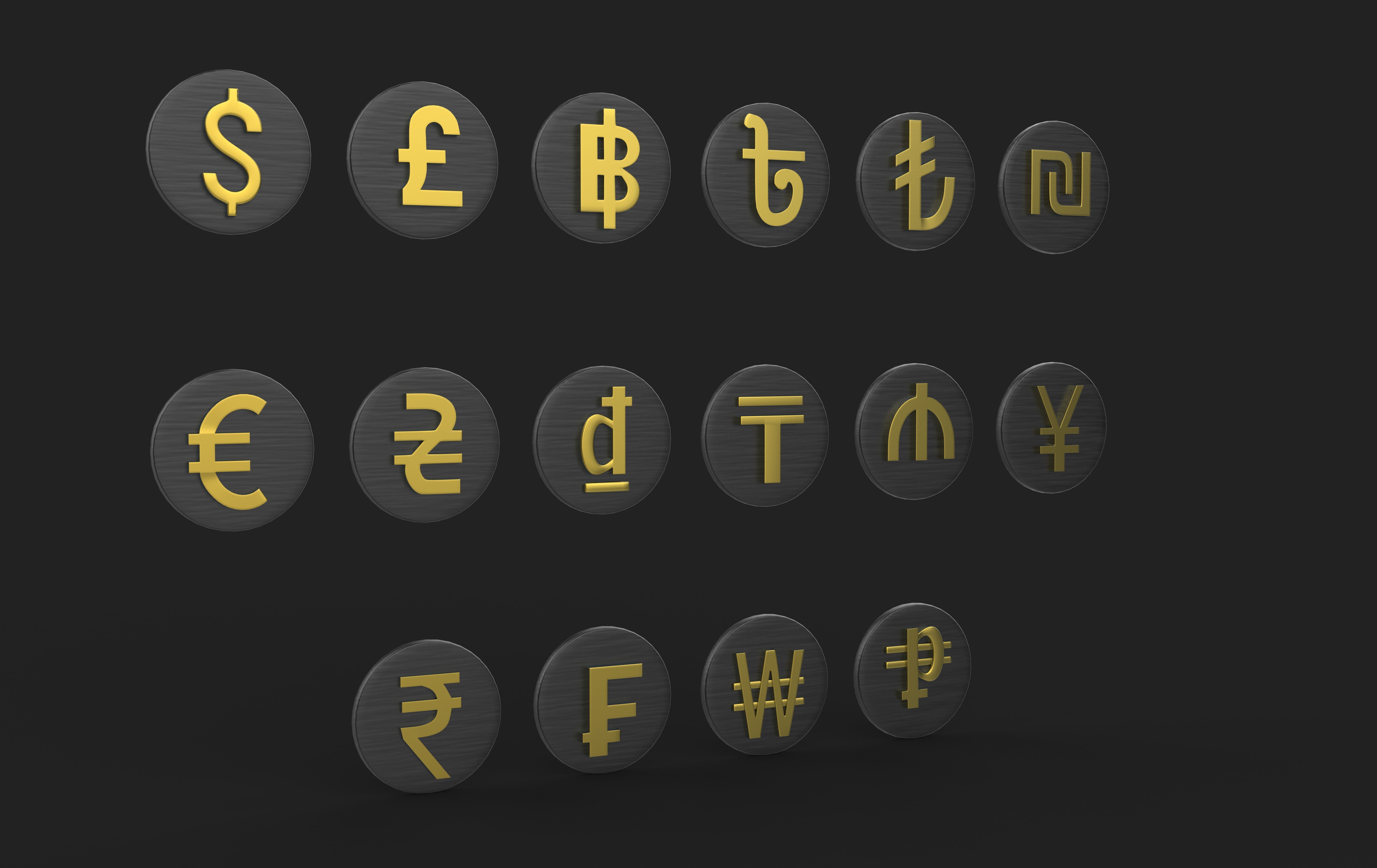Currency symbol set 3D model_6