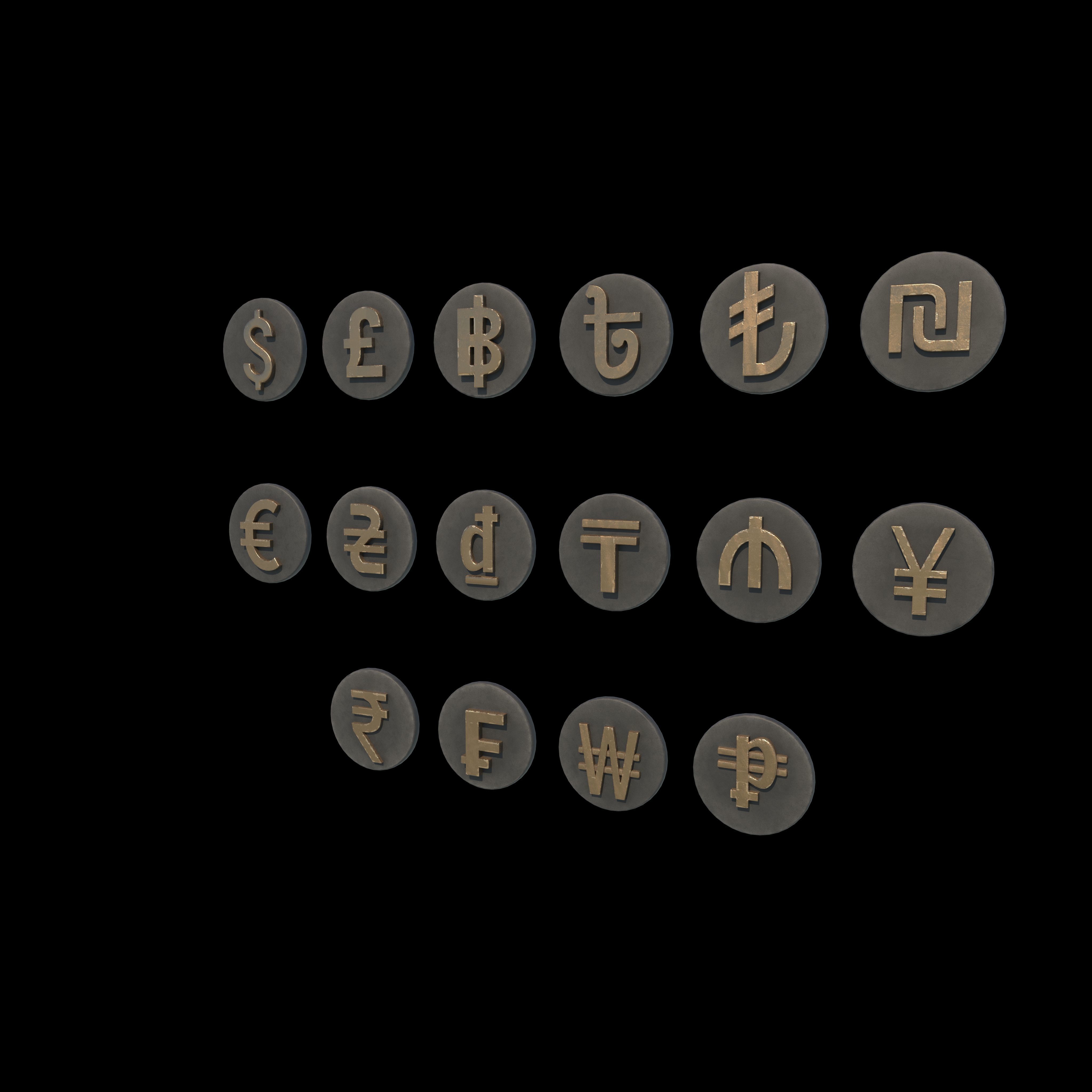 Currency symbol set 3D model_2