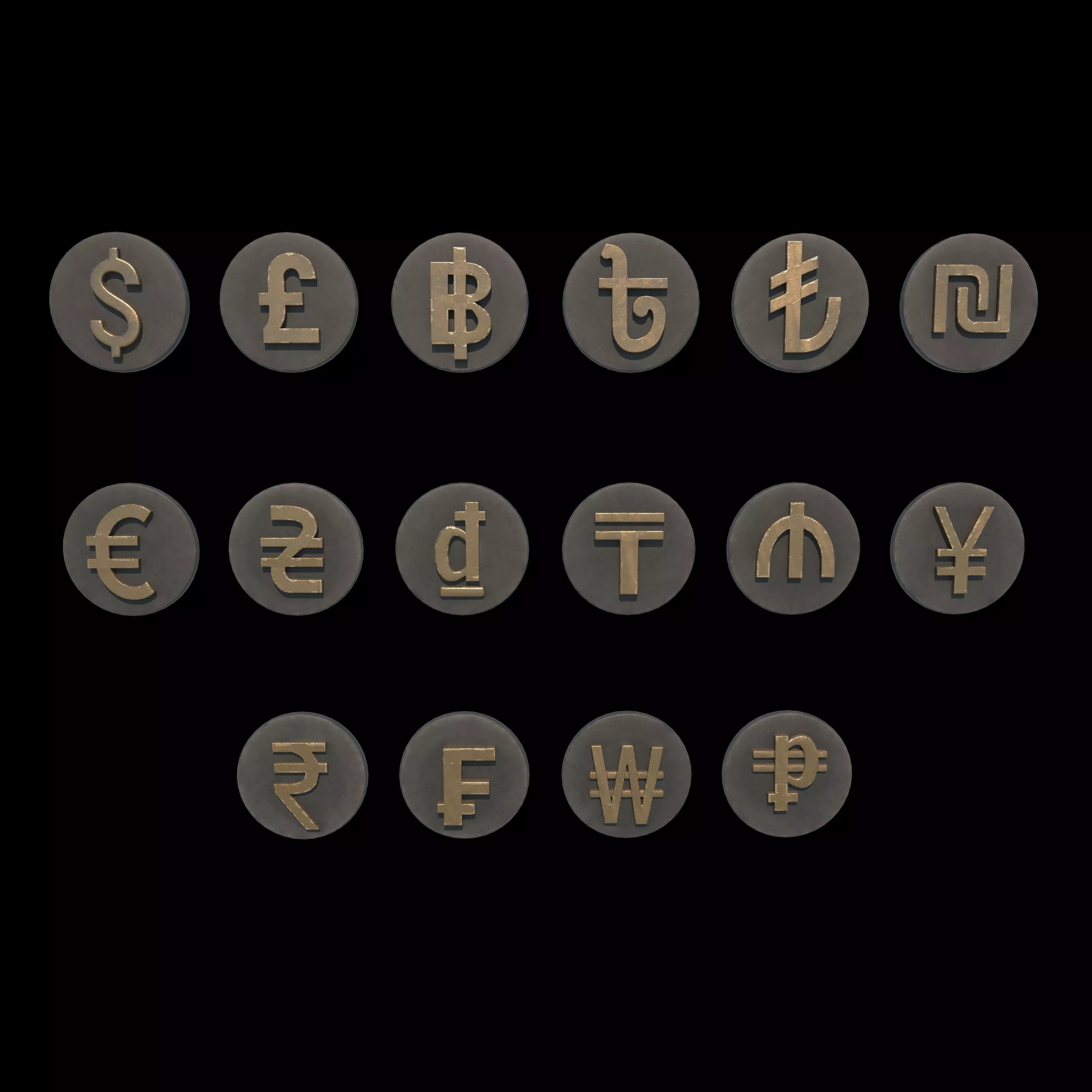 Currency symbol set 3D model_0