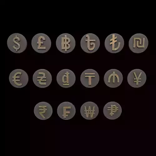 Currency symbol set 3D model