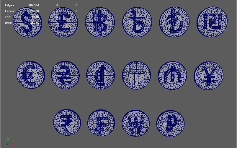 Currency symbol set 3D model_11