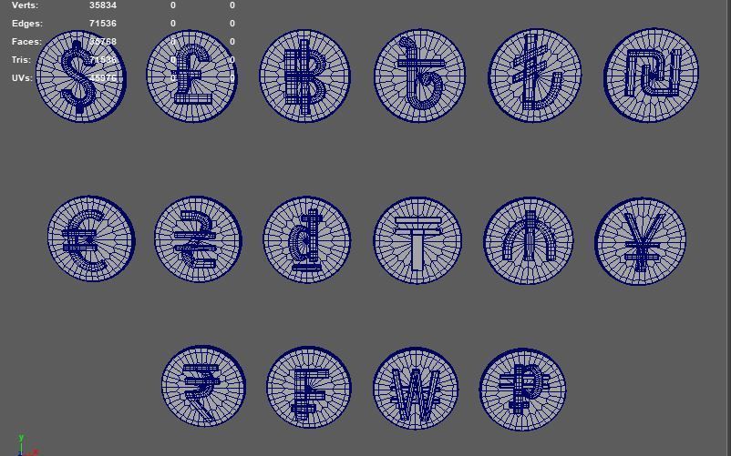 Currency symbol set 3D model_10