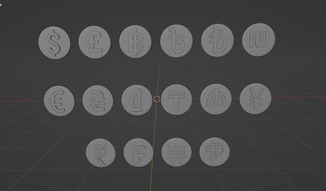 Currency symbol set 3D model_9