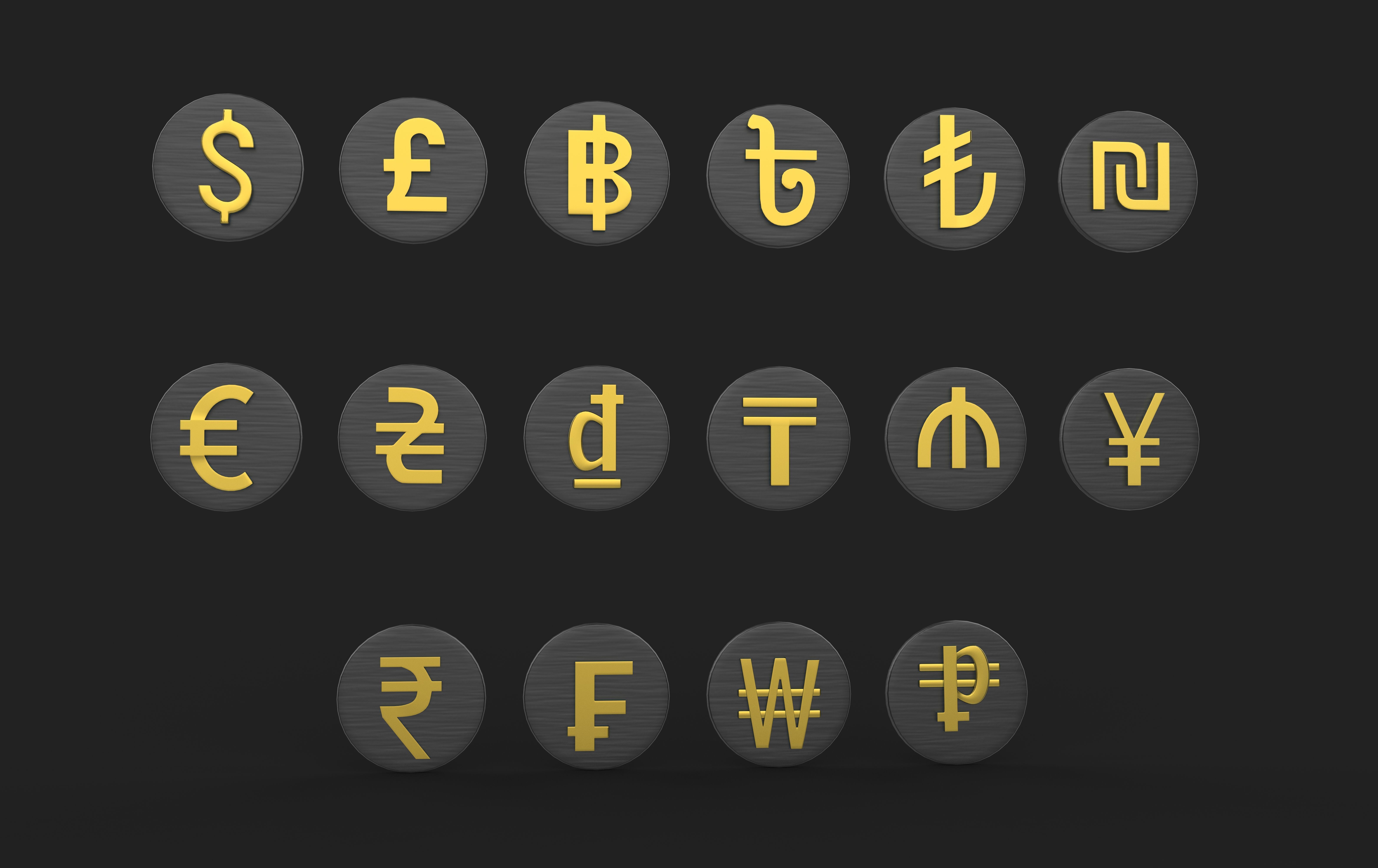 Currency symbol set 3D model_4