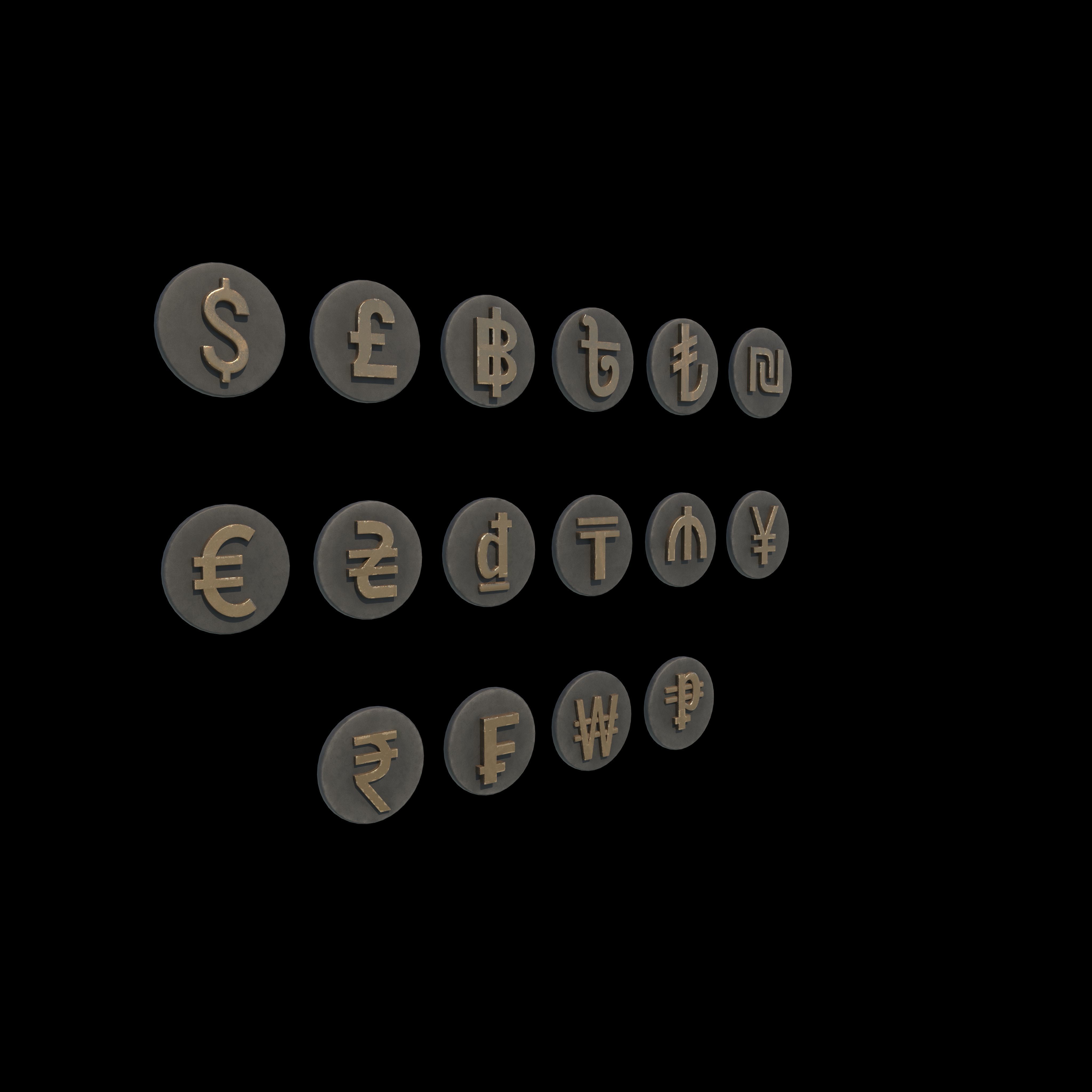 Currency symbol set 3D model_3