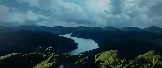 Scottish lake in large scale Low-poly 3D model