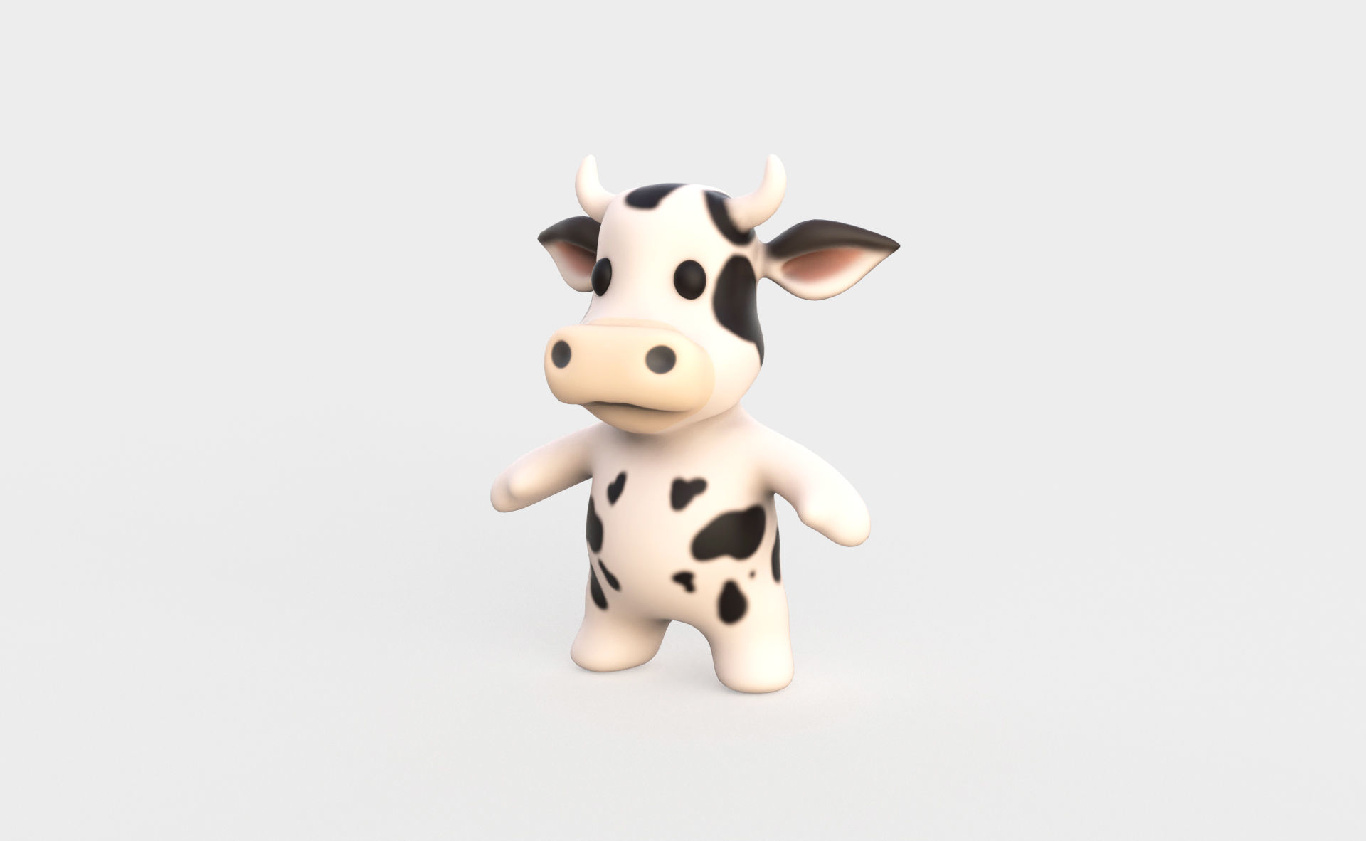 Little animal baby - Cow cute - Animated Low-poly 3D model_1