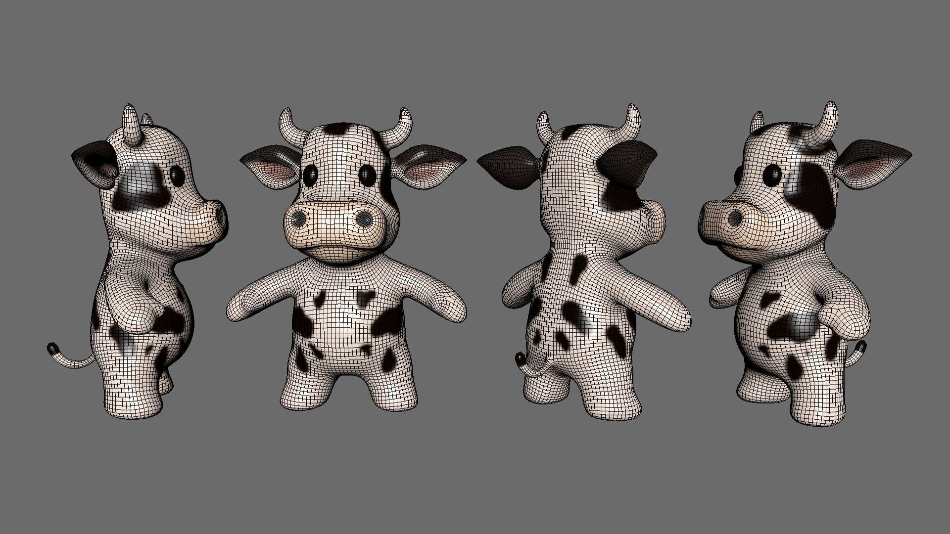 Little animal baby - Cow cute - Animated Low-poly 3D model_7
