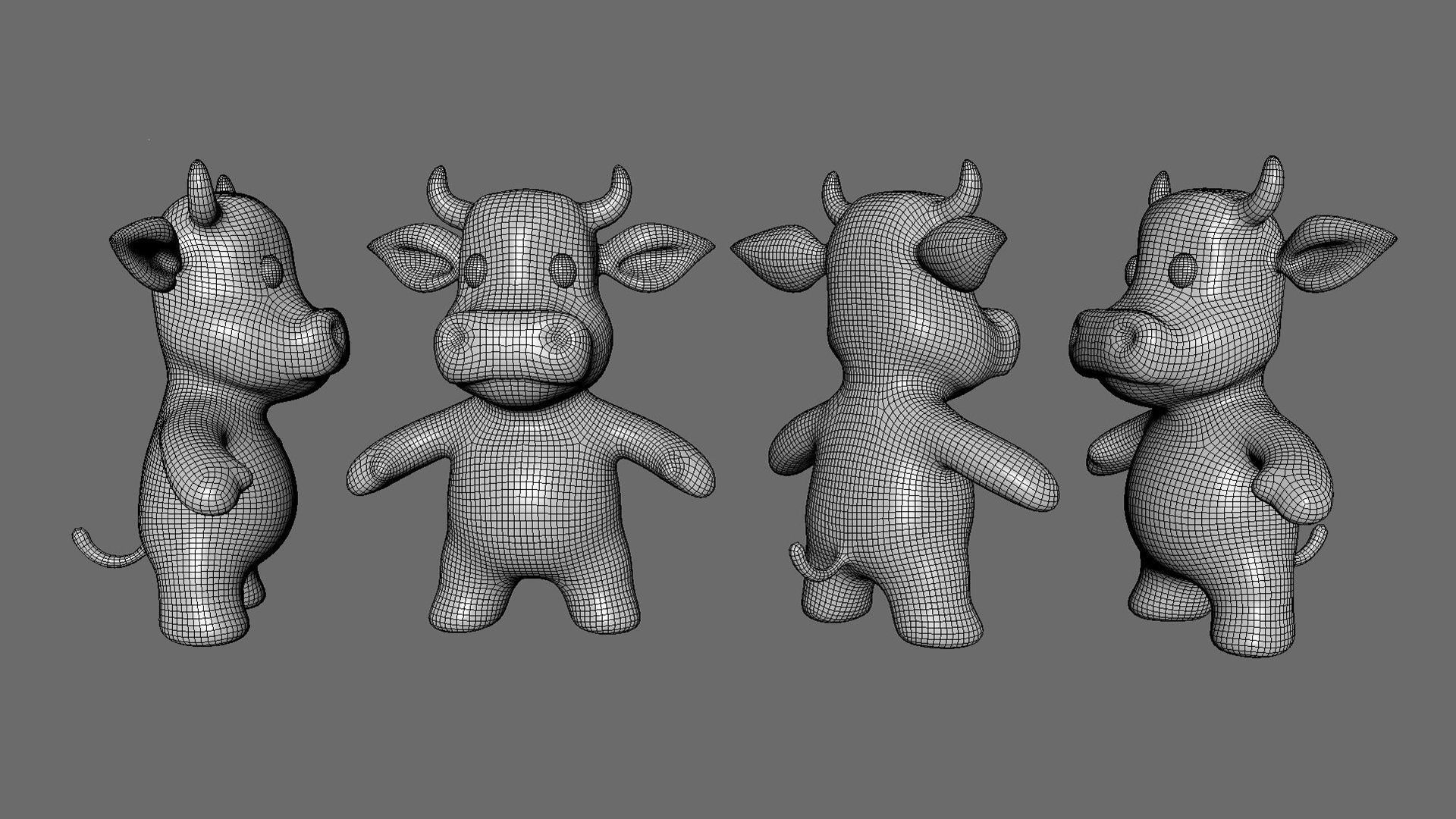 Little animal baby - Cow cute - Animated Low-poly 3D model_8