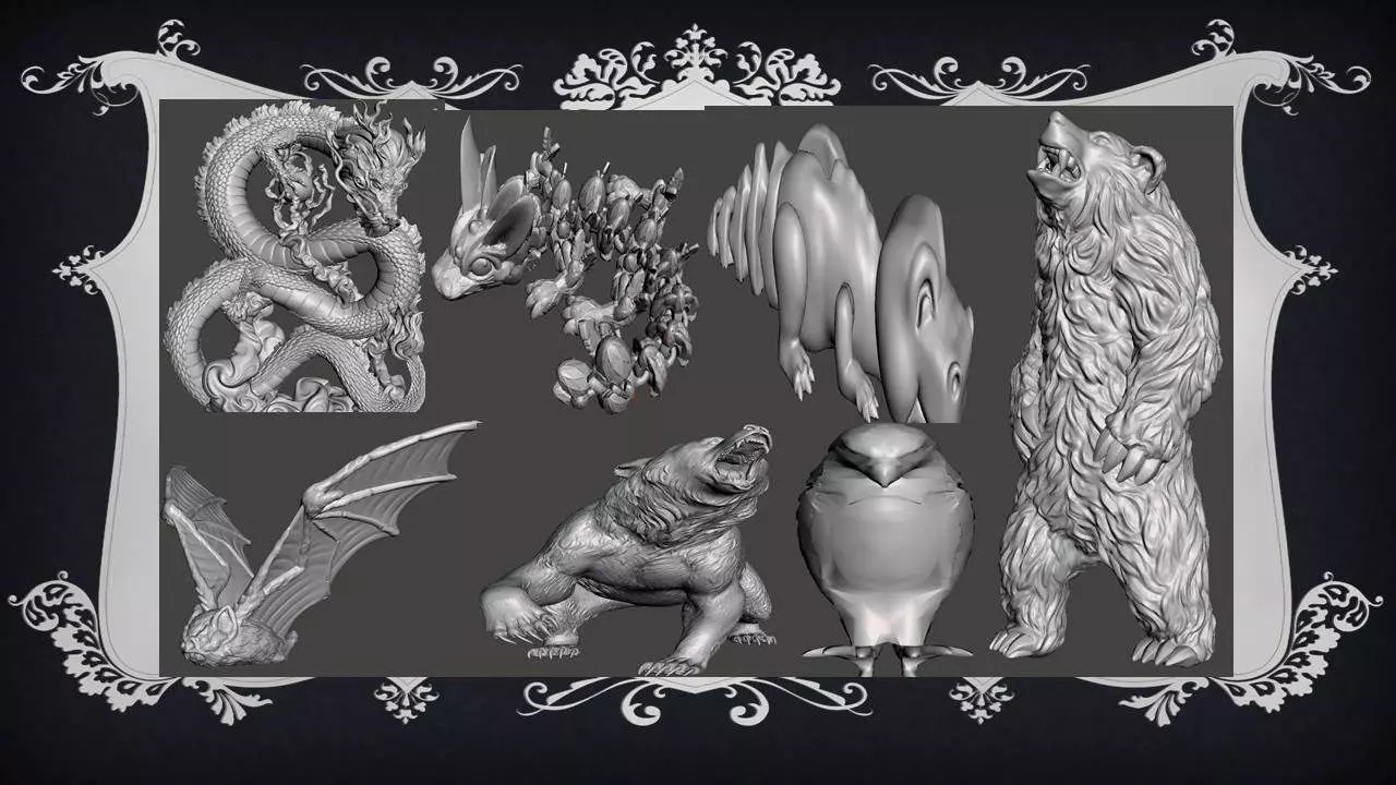 Animal Pack 02 3D Printable STL Jungle Farm Zoo Sea 3D print model_0