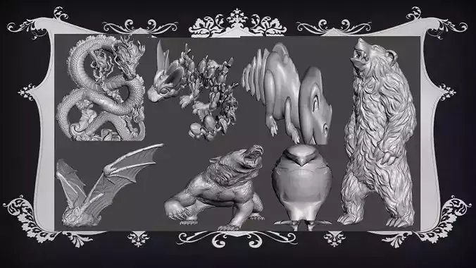 Animal Pack 02 3D Printable STL Jungle Farm Zoo Sea