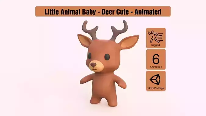 Little animal baby - Deer cute - Animated Low-poly 3D model