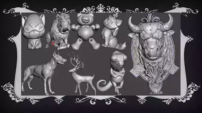  Animal Pack 03 3D Printable STL Jungle Farm Zoo Sea 