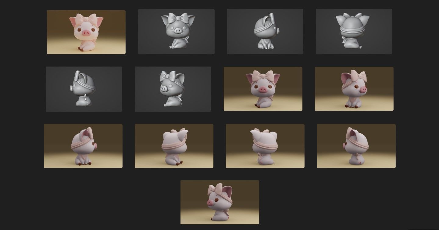 Cute pig 3D print model_1