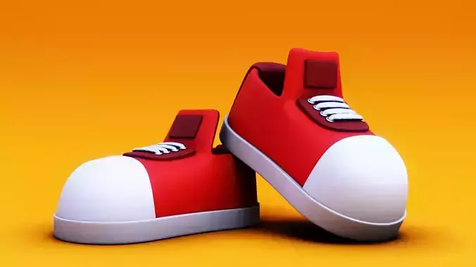 Cartoon Red Sneakers - Stylized 3D Shoes for Games and Print