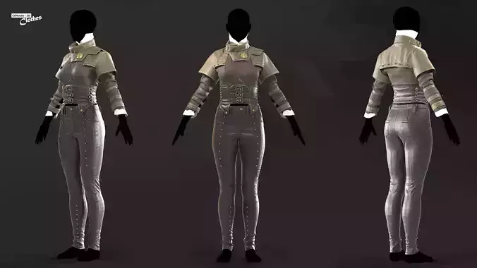 Women Leather Set 102 in Marvelous Designer and Clo3D